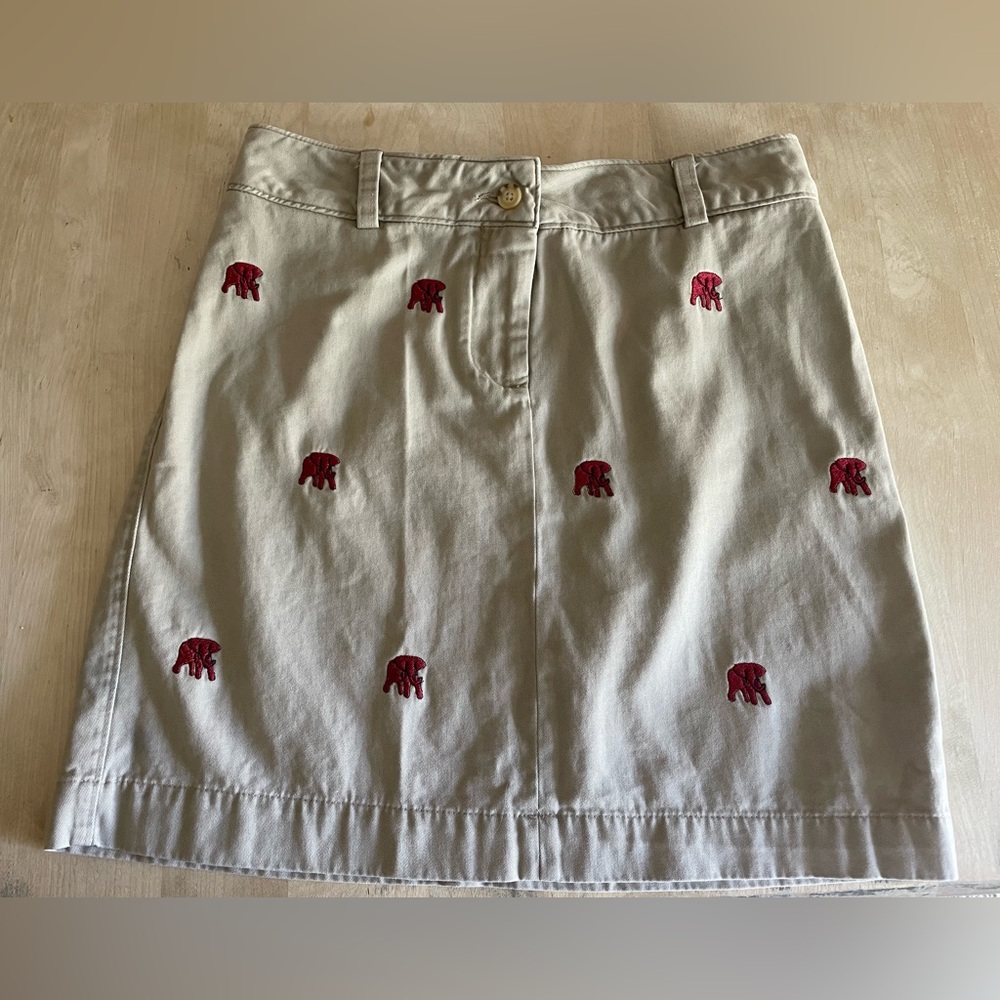 Berle Alabama Crims Tide Embroidered Elep Gameday Khaki Mini Skirt Size 2